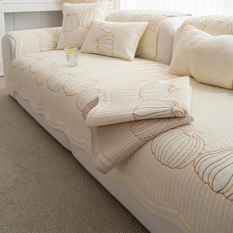 Premium Cotton Sofa Cushion Non-Slip Four Seasons Universal Sofa Mat Washable Slipcover for Straight Leather Sofa Home Decor Oasis Select