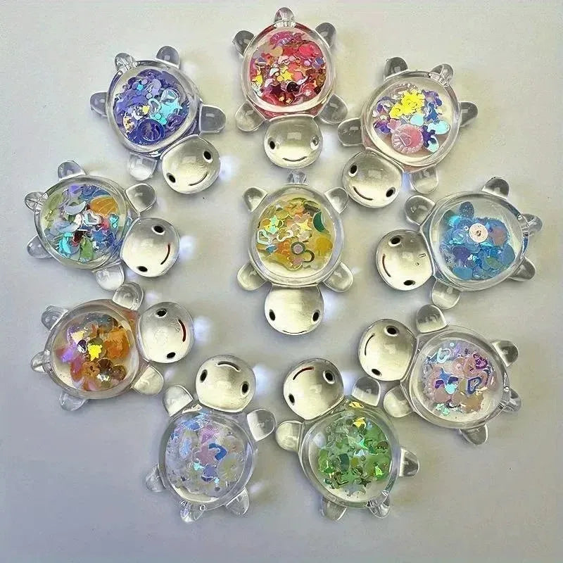 New Trendy Night Light Transparent Glitter Small Turtle Desktop Ornament Student Gift Small Reward Fluorescent Turtle Oasis Select
