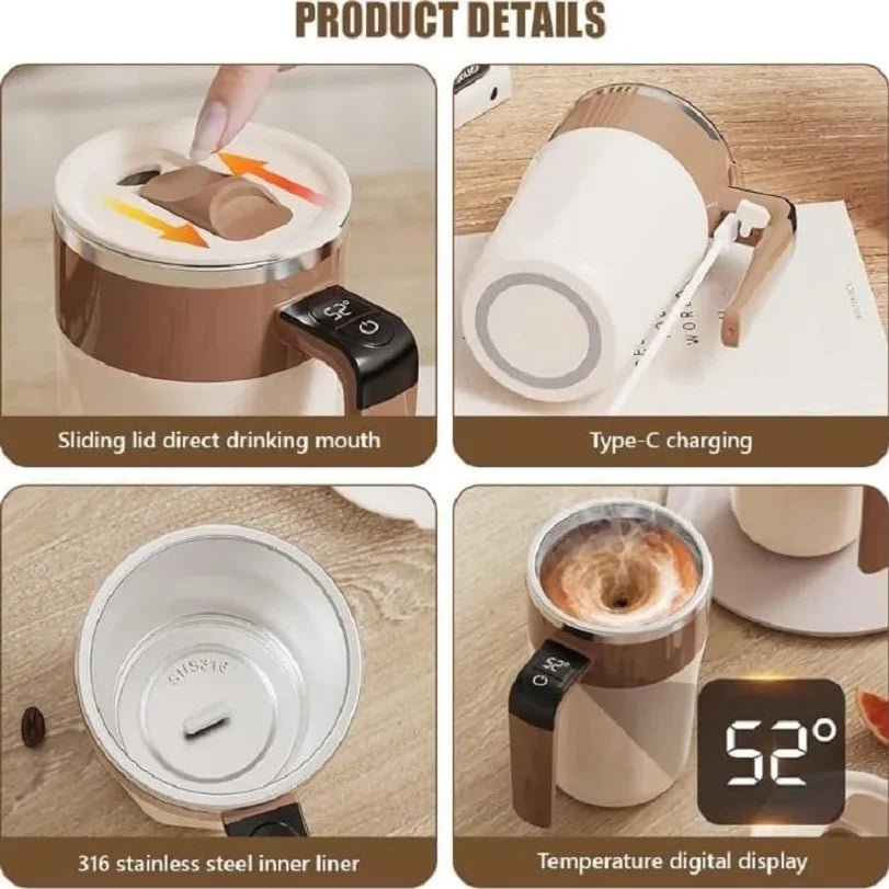 400ml Self-Stirring Coffee Mug | Temperature Display & USB Charge