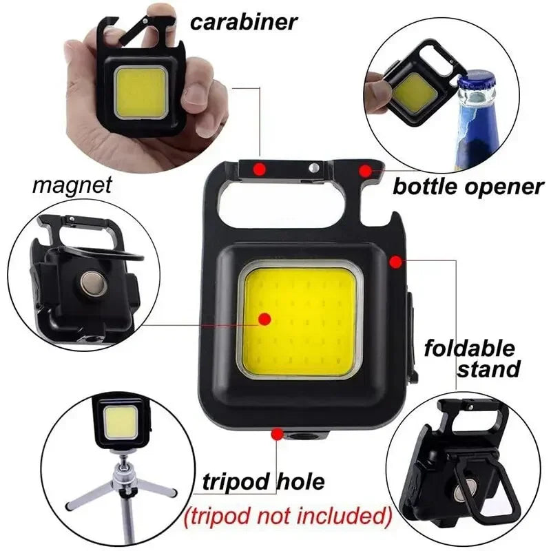 Super Bright 1500LM Work Light COB 500mah LED Flashlight Pocket Keychain USB Rechargeable Waterproof For Outdoor Camping Oasis Select