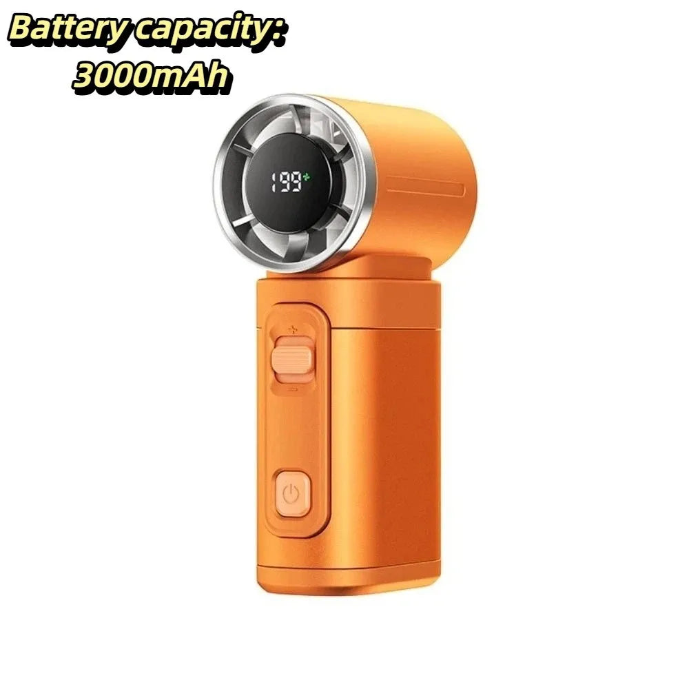 3000mAh Battery Portable Handheld Fan Stepless Speed Adjustment Strong Airflow Mini Pocket Fan Lightweight for 5V/1.5A 3000mAh Oasis Select Orange