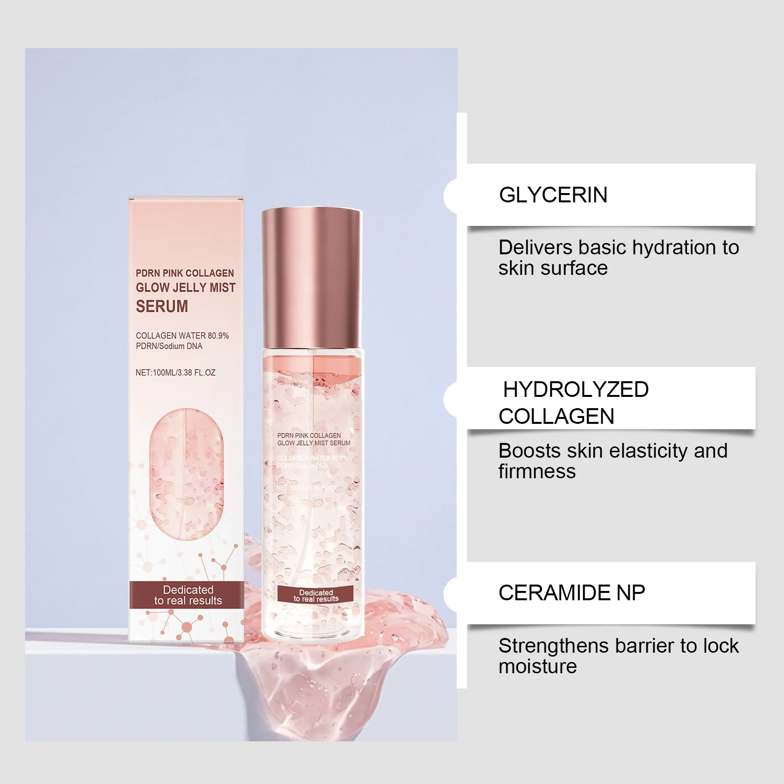 Jelly Mist Serum Brightening Firming Hydrating Face Spray Smoothing Facial Hyaluronic Acid Collagen Moisturizing Skincare Set Oasis Select
