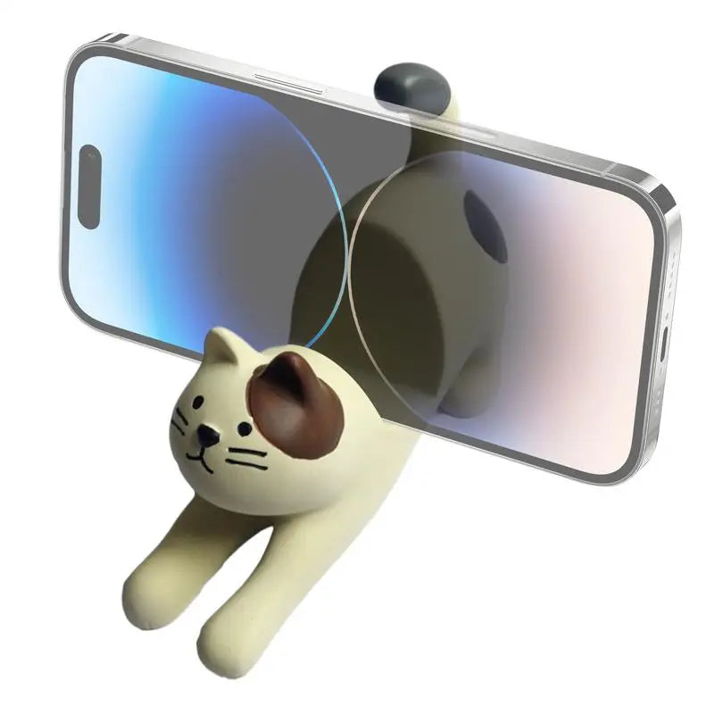 Cute Cat Phone Holder Cute Animal Desk Resin Phone Stand Cat Stretching Figurine Phone Cradle for Cat Lover Home Desk Decoration Oasis Select