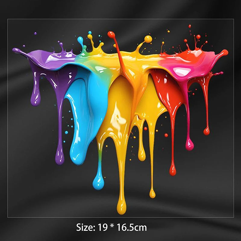 Car Interior Stickers With Dopamine Coloured Fluid Paint Vinyl For Reflective Car Fuel Tank Window Decal Stickers Oasis Select