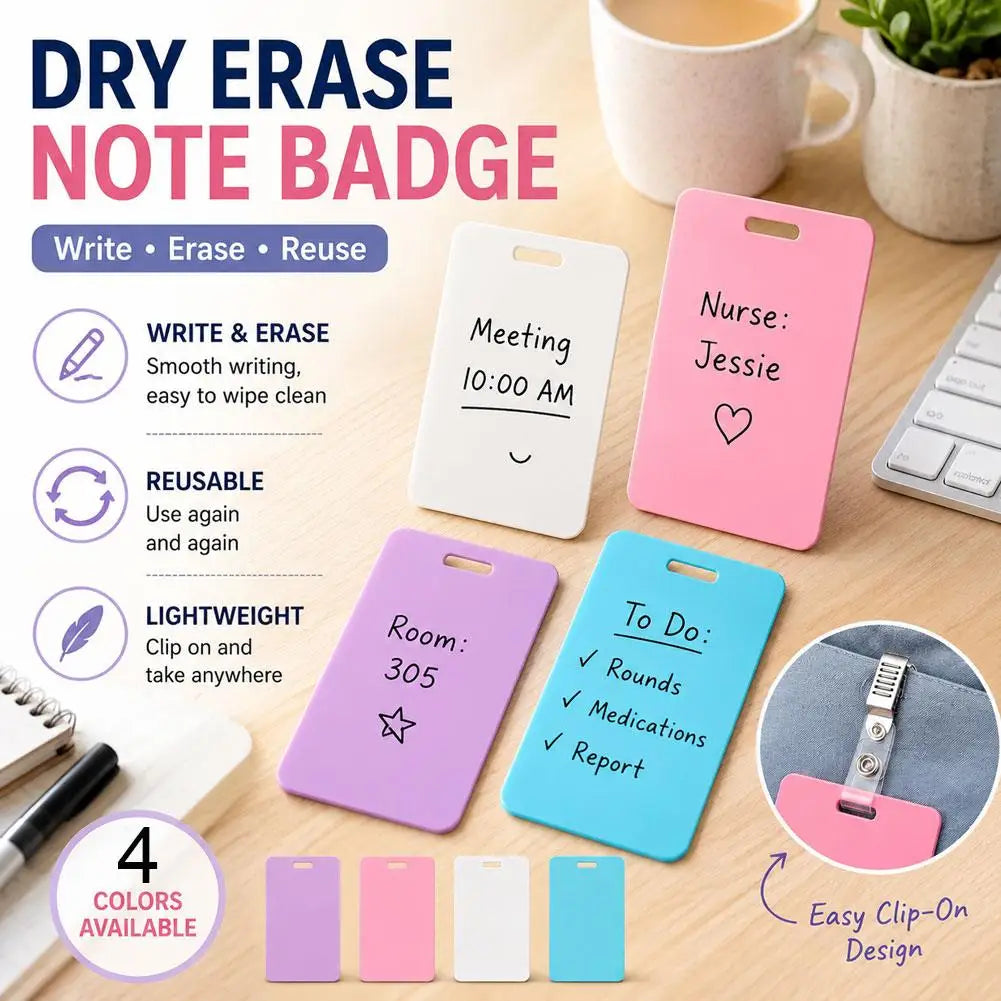 Reusable Dry Erase Nurse ID Badge Card – Wipeable Writing