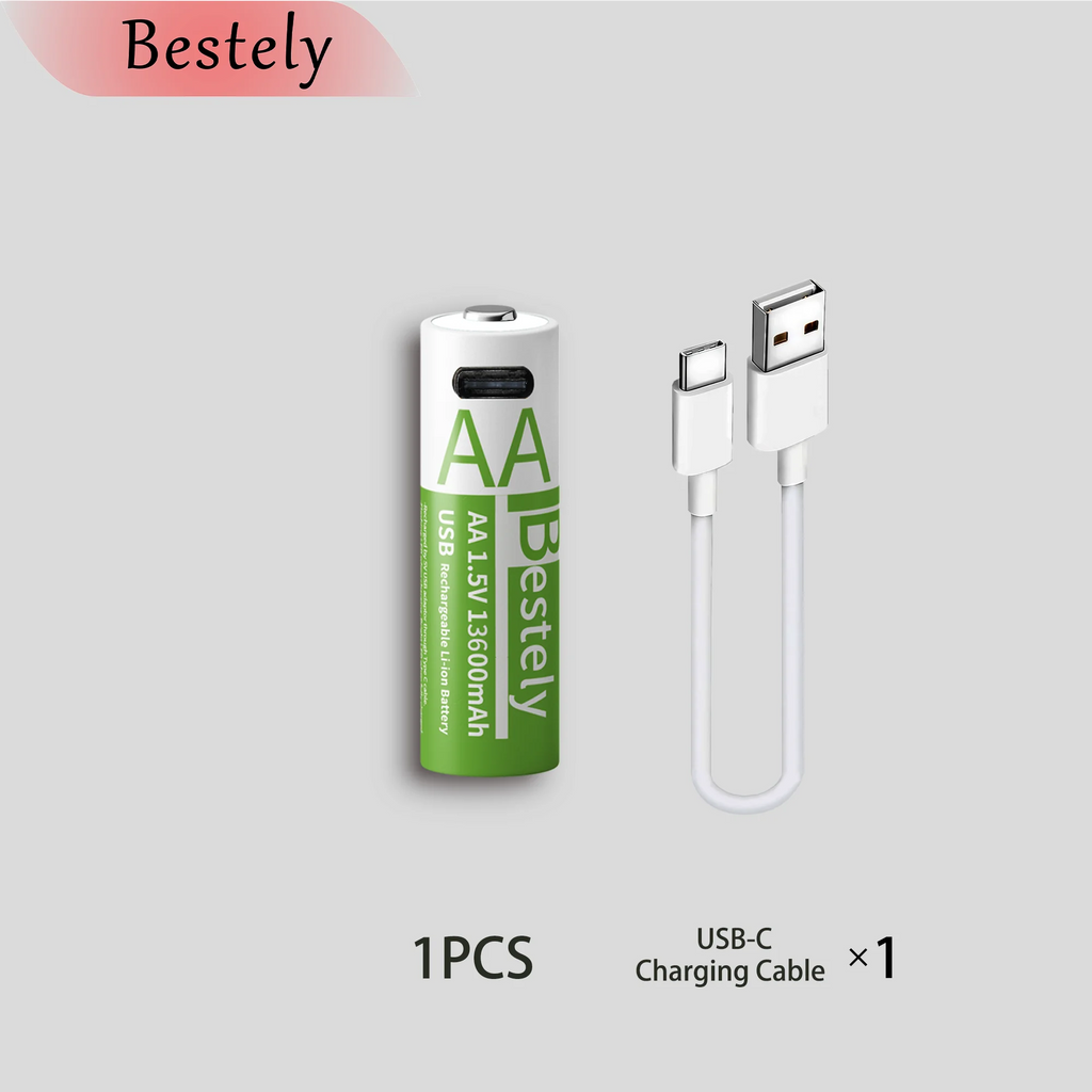 Bestely 1.5V 13600mAh USB AA Li-ion Rechargeable Battery, Fast Charging , 2000 Cycle for Xbox Controller Toys Camera Flash Oasis Select 1 pcs battery