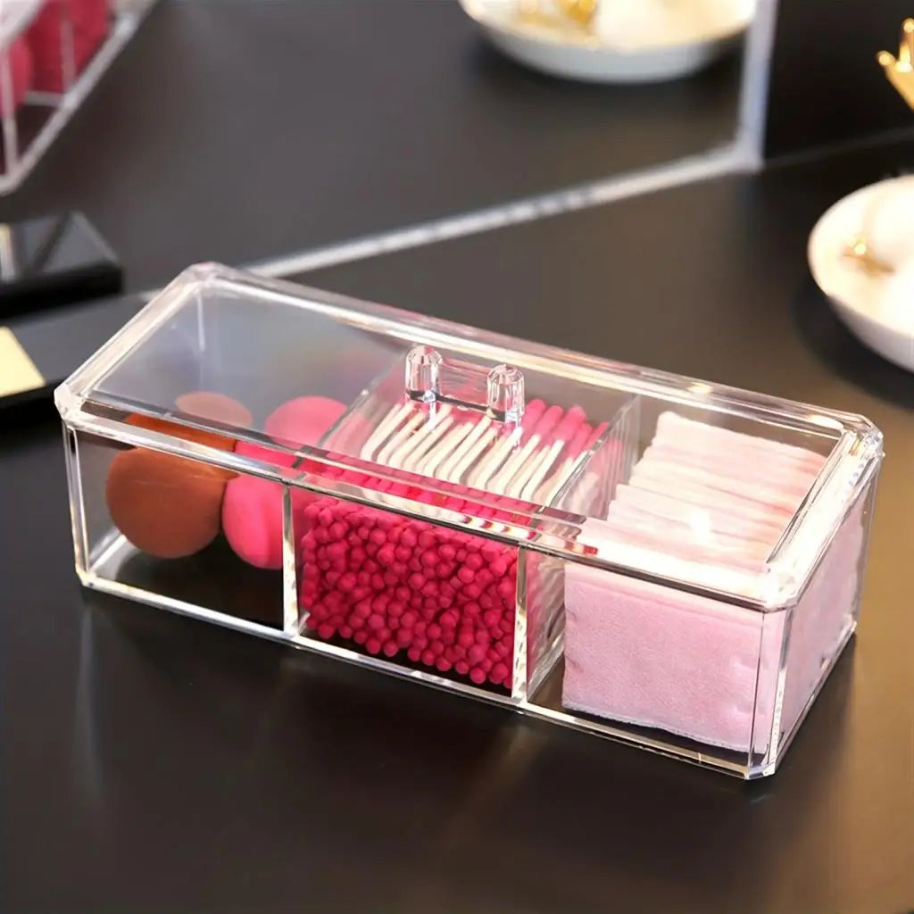 1pc Acrylic Organizer - Clear Dispenser for Cotton Swabs, Tea Bags, Cosmetics, Flossers, and More - Spice Pouches Oasis Select