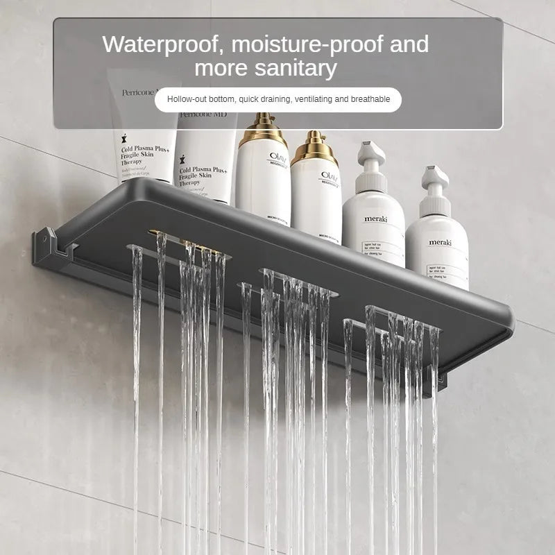 Aluminium Bathroom Shelf Foldable Bathroom Vanity Organiser No Hole Hanging Organiser Vanity Organiser Bathroom Organiser Oasis Select