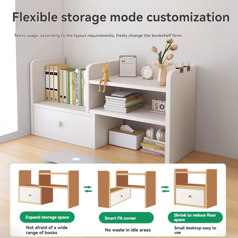 Bookshelf Office Desktop Storage Shelves Multi layer Scalable Shelves Student Desk Storage Boxes Small Bookcases Oasis Select