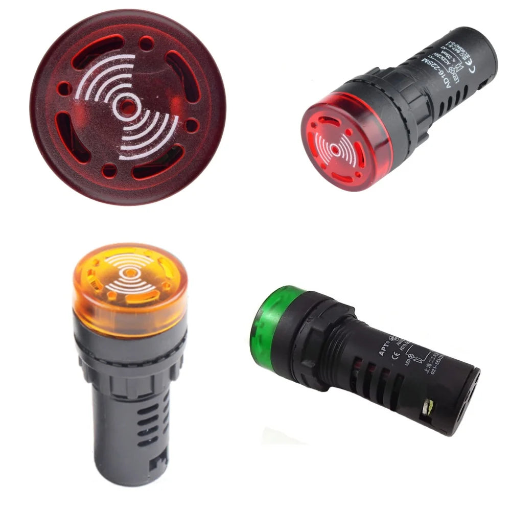 DC 12V DC 24V AC 110V AC 220V LED Active Buzzer AD16-22SM 22mm Panel Flash Signal Light Indicator Beeper Alarm Signal Lamp Oasis Select