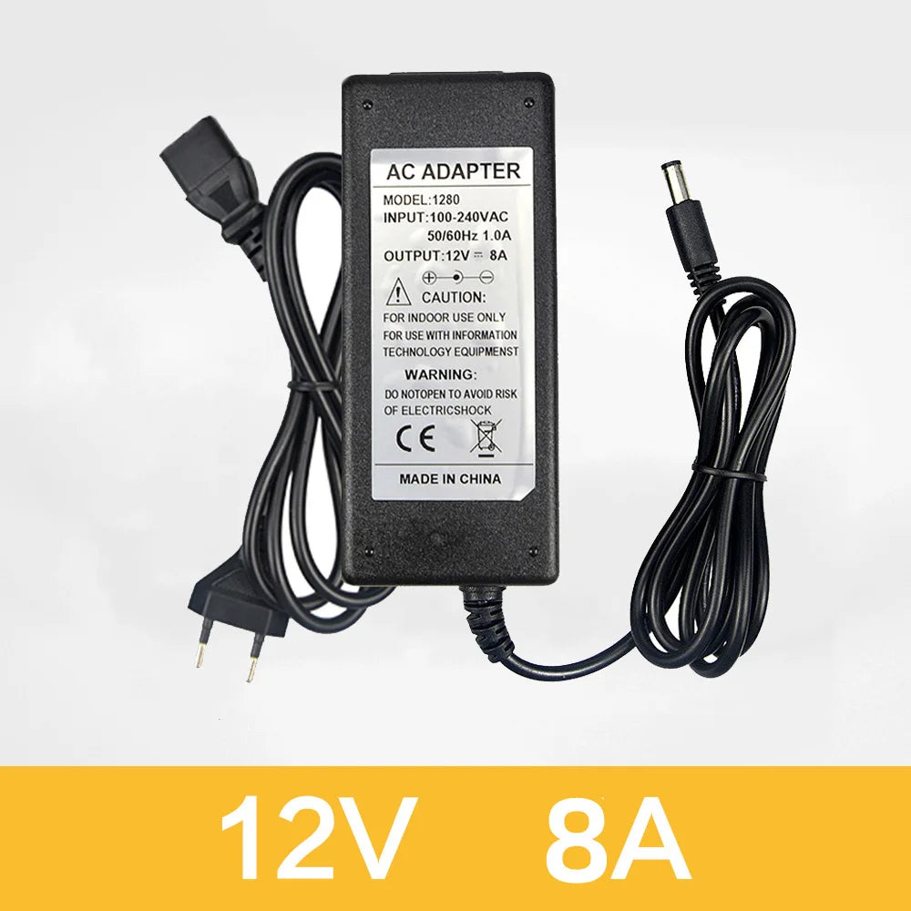 Switching LED Power Supply AC 220V to DC 12V Transformer 1A-8A Charger Adapters Lighting Accessory for LED Bulbs/LED Strips Oasis Select 8A AC220 to DC12V European Power Plug