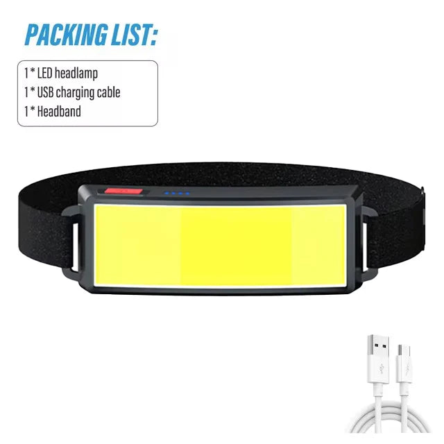 KDULIT COB Floodlight Headlamp USB Rechargeable Head Lamp Waterproof for Outdoor Camping Fishing Hunting Adventure Headlight Oasis Select Original 1pcs