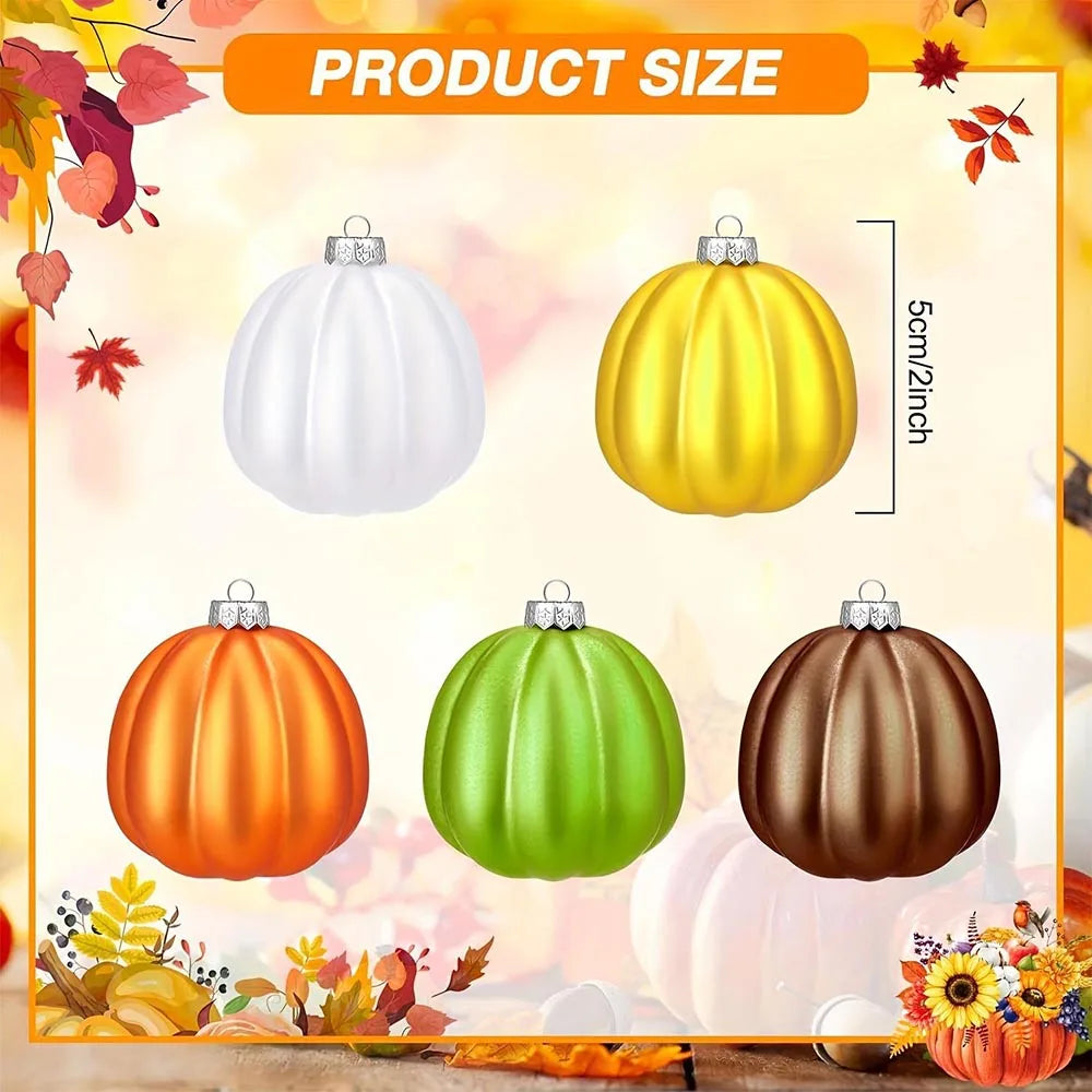 12pcs Halloween Hanging Ornaments Thanksgiving Pumpkin Ball Hanging Pendants DIY Christmas Tree Decoration Home Party Decors Oasis Select