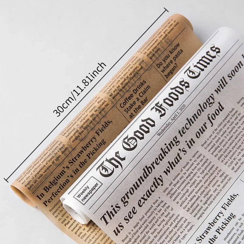 Retro English Newspaper Food Accessories for Baking Kitchen Food Grade Grease Paper Bread Sandwich Burger Fries Wrappers Cookie Oasis Select