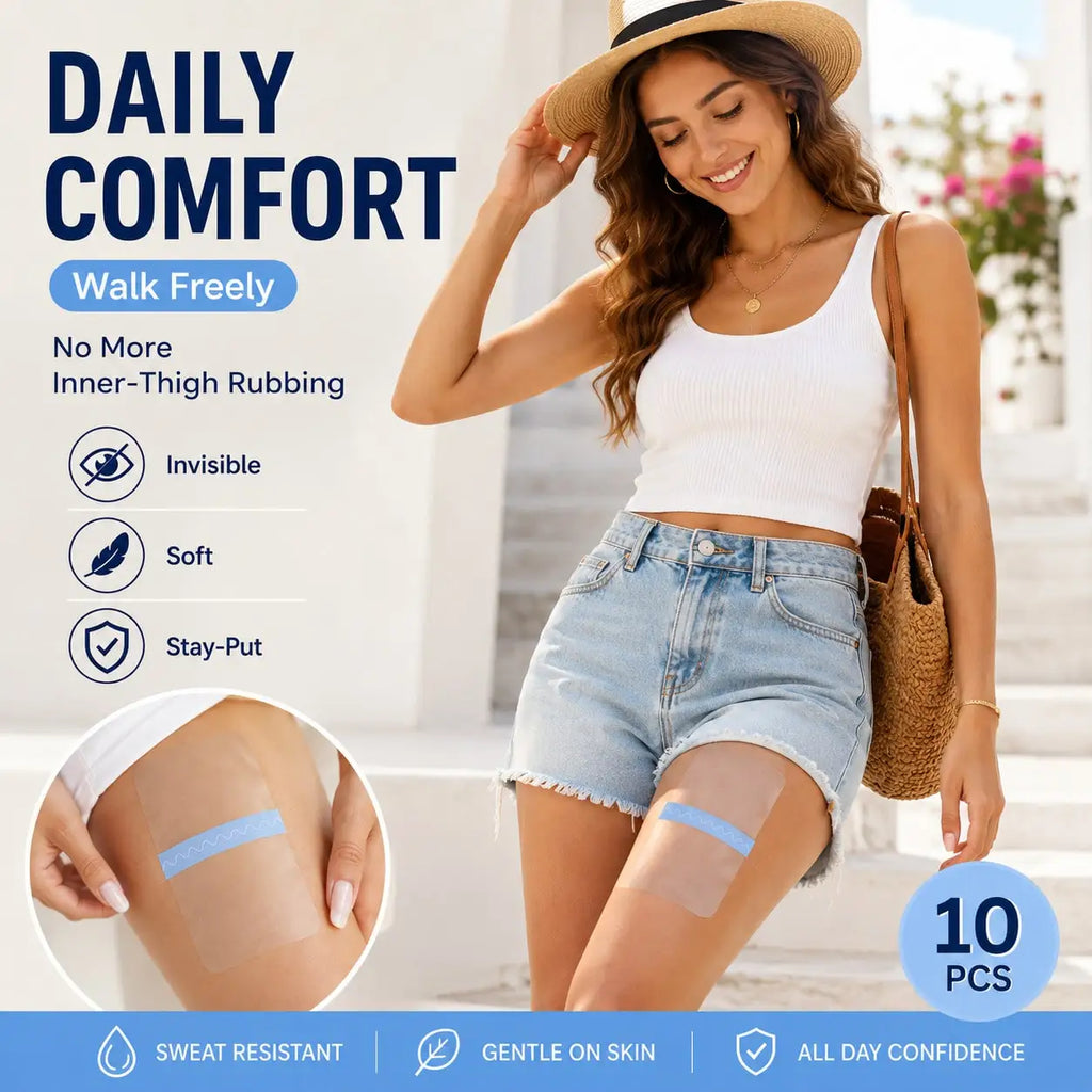 10Pcs Invisible Anti-Chafing Thigh Patches, unisex clear thigh guards, soft leg protection strips for daily wear, running & fitn Oasis Select