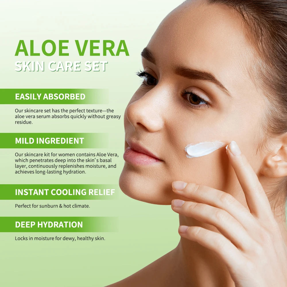 Multi-skin Care Aloe Vera Skin Care Set Deep Moisturizing Deep Nourishment Whitening Brightening Hydrating Smooth Skin Oasis Select