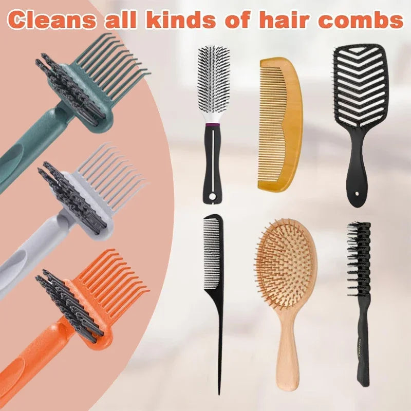 Dual-Action Hair Comb And Brush Cleaning Tool - Hairbrush Cleaner Rake with Brush Cleaning Solution for Salon Quality Care Oasis Select