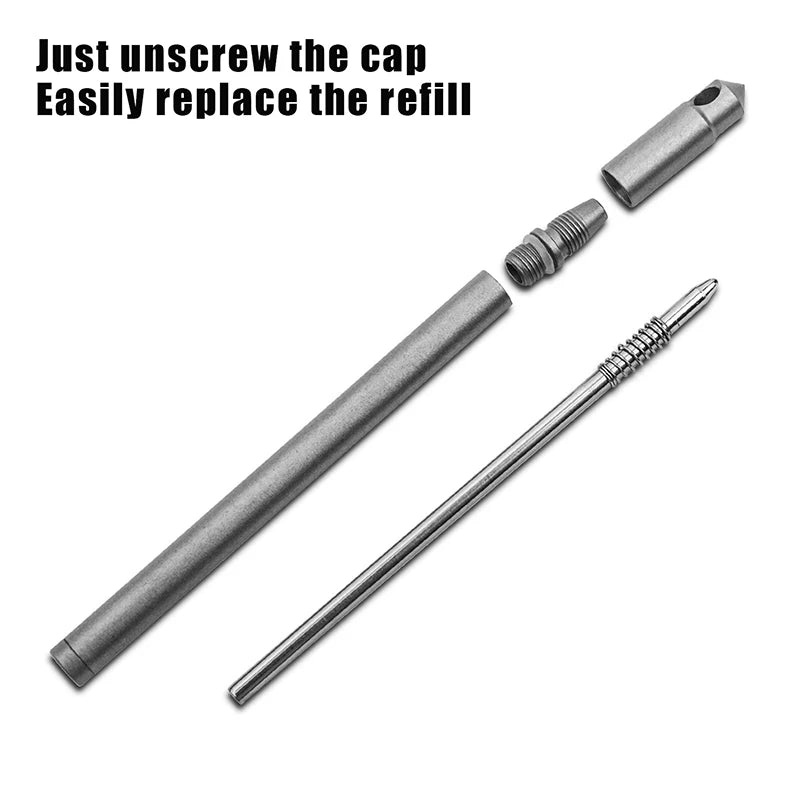 Portable Mini Titanium Ballpoint Pen EDC Gadget Keychain Metal Durable Pens For Outdoor Camping Hiking Survival Gadget Oasis Select