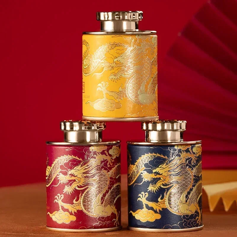 Portable Sealed Cans Dragon Print Mini Tea Canister Home Packaging Box Travel Tea Paper Storage Canisters Empty Can Oasis Select