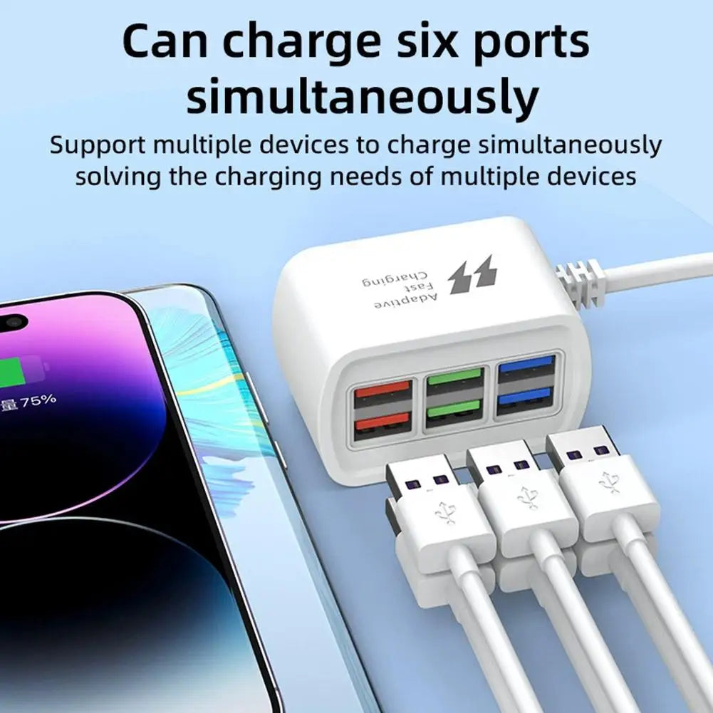 6-port USB Power Strip Charger Desktop Charging Station Portable Travel USB Charging Socket Adapter For IPhone 16 17 For Android Oasis Select