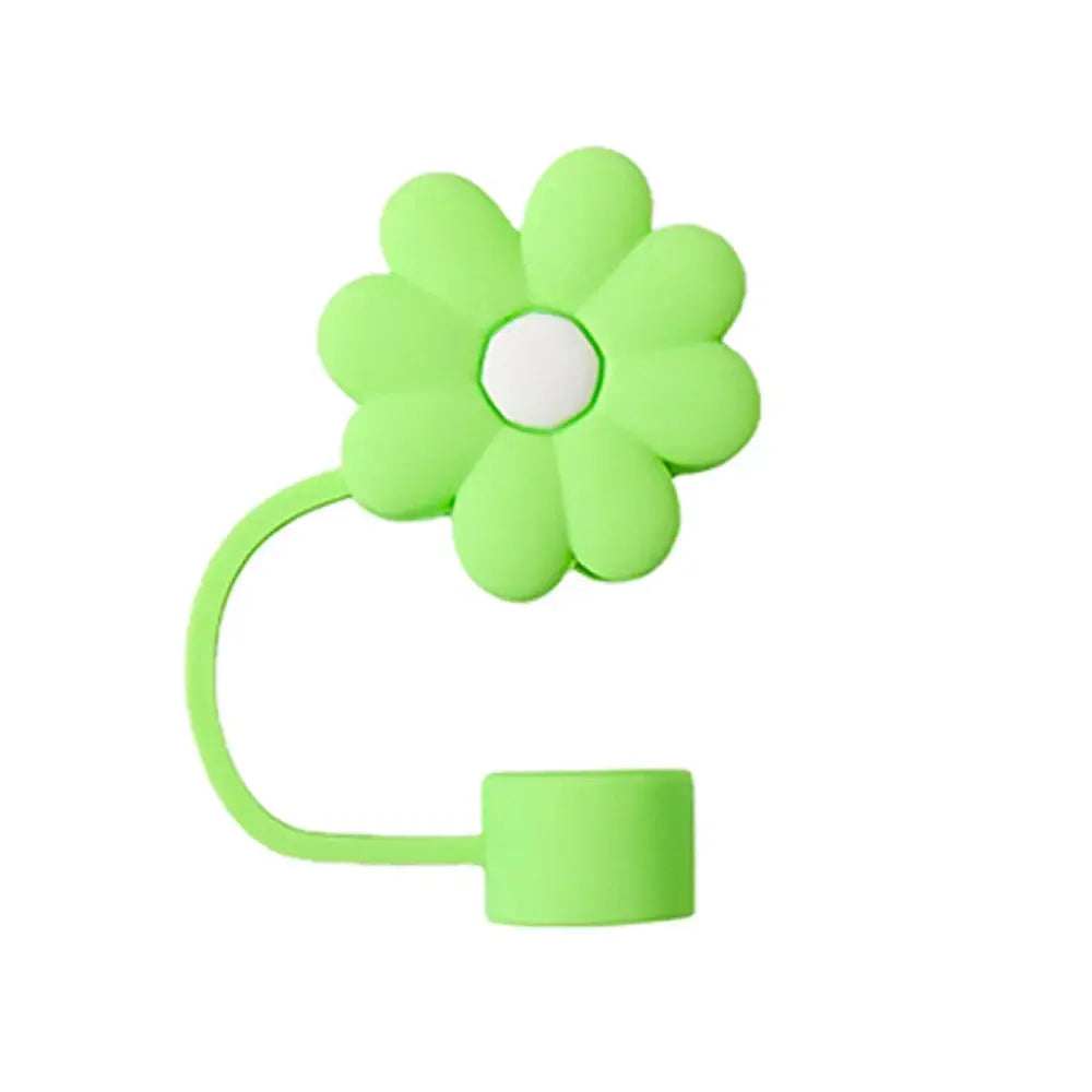 10mm/0.4in Flower Shape Straw Cover Compatible with Stanley 30&40 Oz Tumbler Soft Silicone Flower Straw Cover Straw Lid Oasis Select Green-white