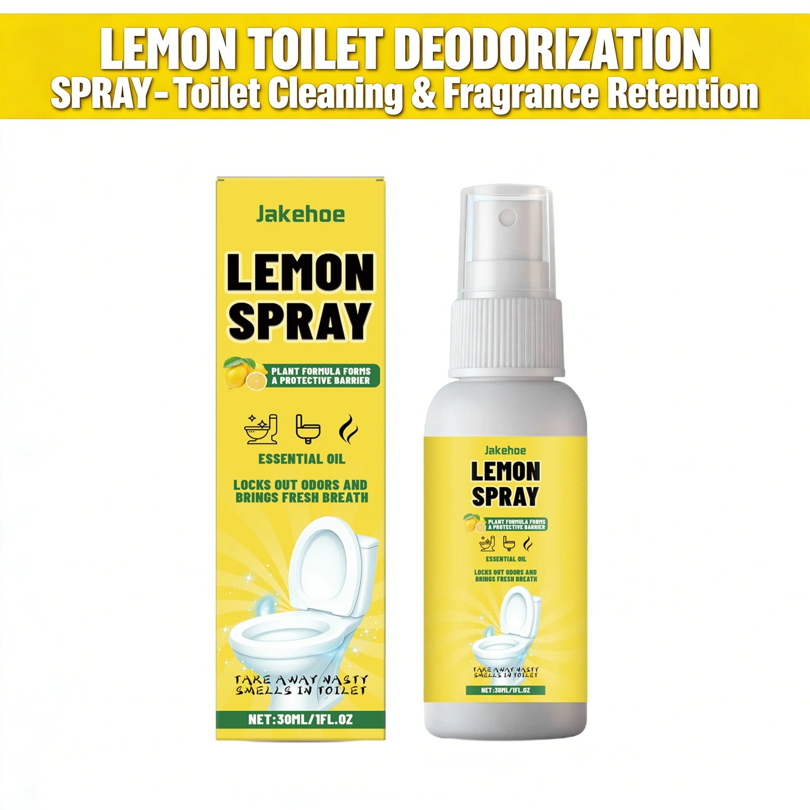 Lemon Toilet Spray for Deodorizing Descaling Remove Stains Fragrant and Refreshing Scent Toilet Deodorization Spray Oasis Select