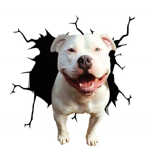 3D Dog Crack Wall Sticker – Waterproof PVC Funny Animal Decal Wall Decal Sticker Oasis Select style M-15X15CM