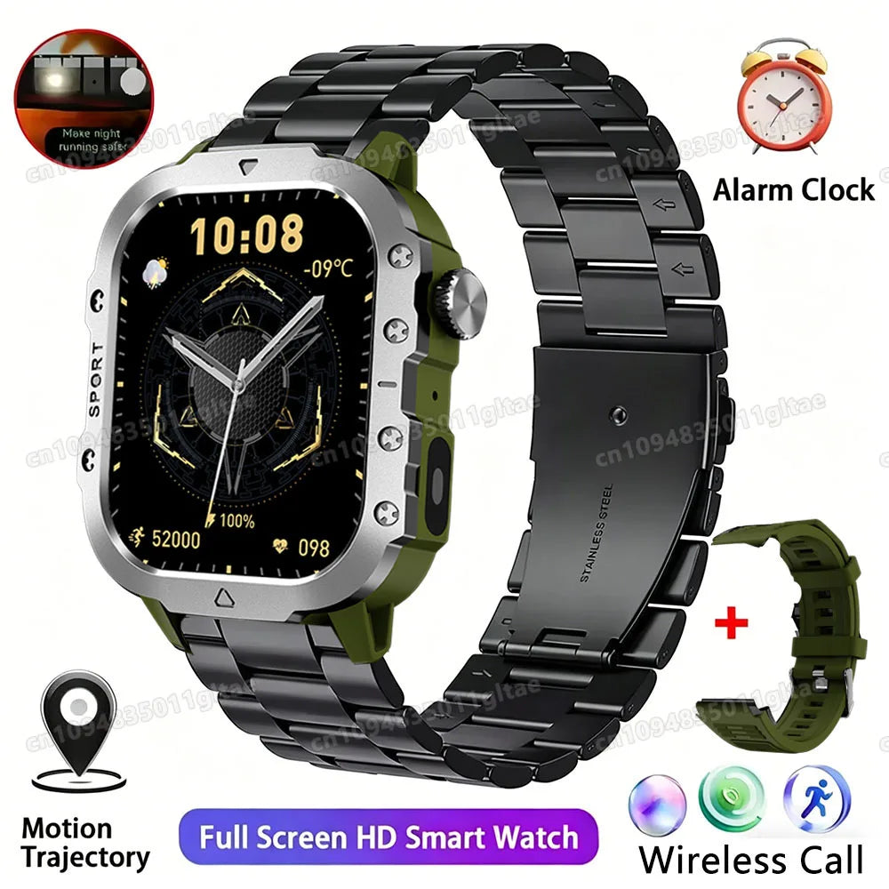 2026 New Military Smart Watch Men IP67 3ATM Outdoor Sports Fitness Tracker Blood Pressure Health Monitor BT Calls GPS Smartwatch Oasis Select Gr22BkSzstrap 2.01