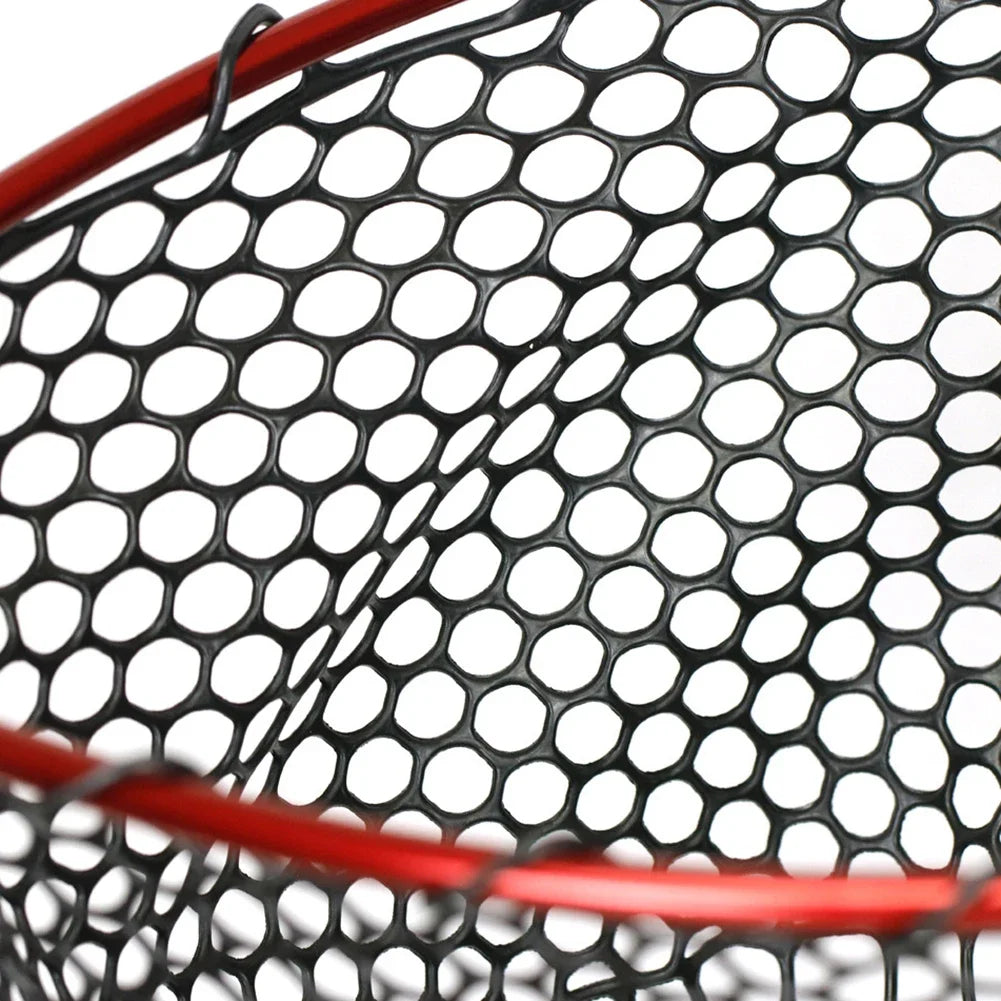 Fishing Net Soft Silicone Fish Landing Net Aluminium Alloy Pole EVA Handle with Elastic Strap and Carabiner Fishing Nets Tools Oasis Select