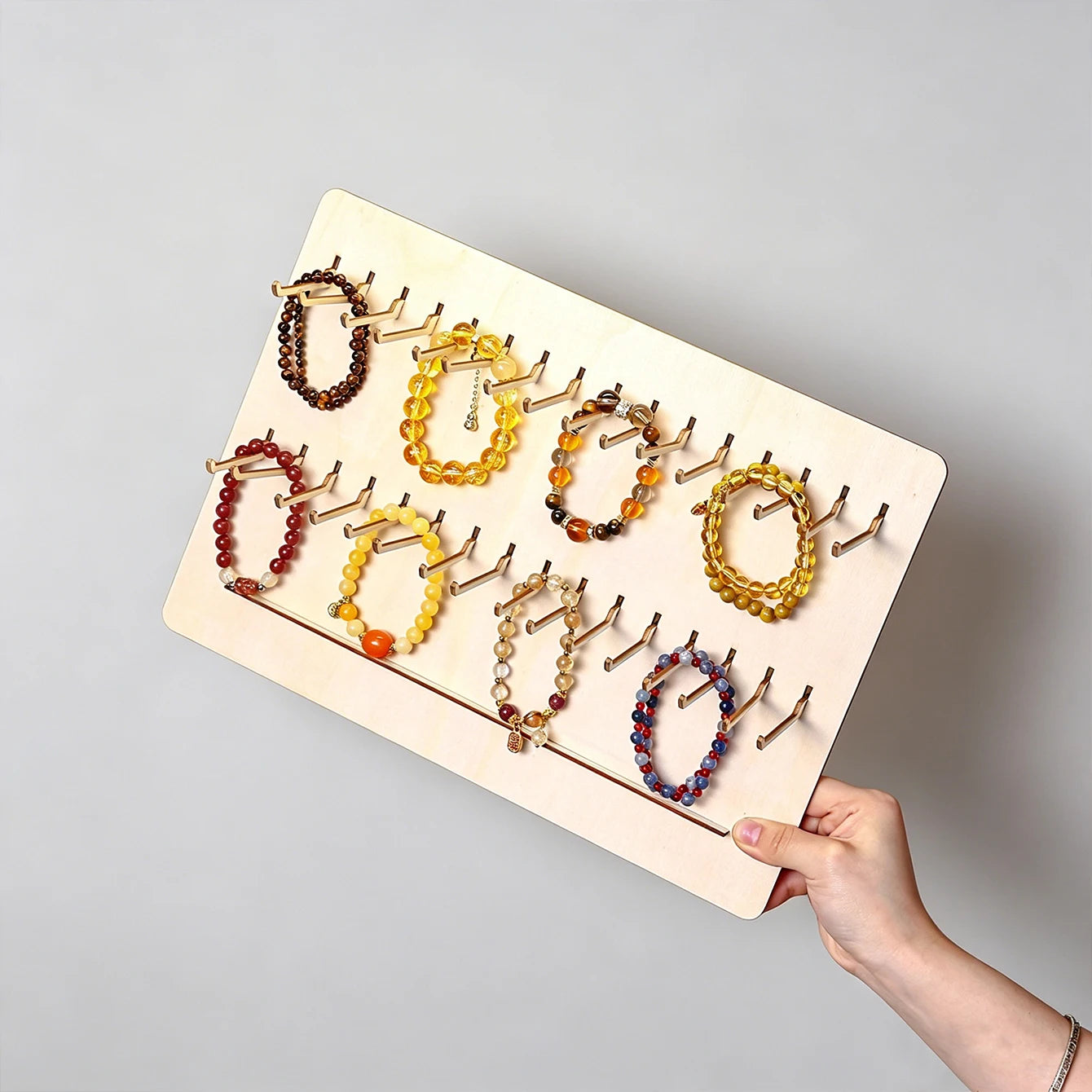 1pc multi hook wooden bracelet display board jewelry storage rack store retail/home dressing table bead bracelet storage rack Oasis Select