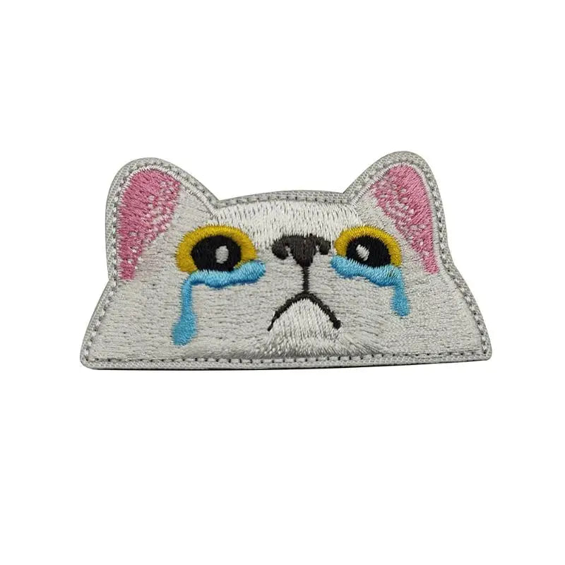 Cute Lovely Black Cat Patch – Peeping & Crying Cat Embroidered Patch Kitten Iron-on Sew For Clothing, Bags, Accessories Oasis Select D
