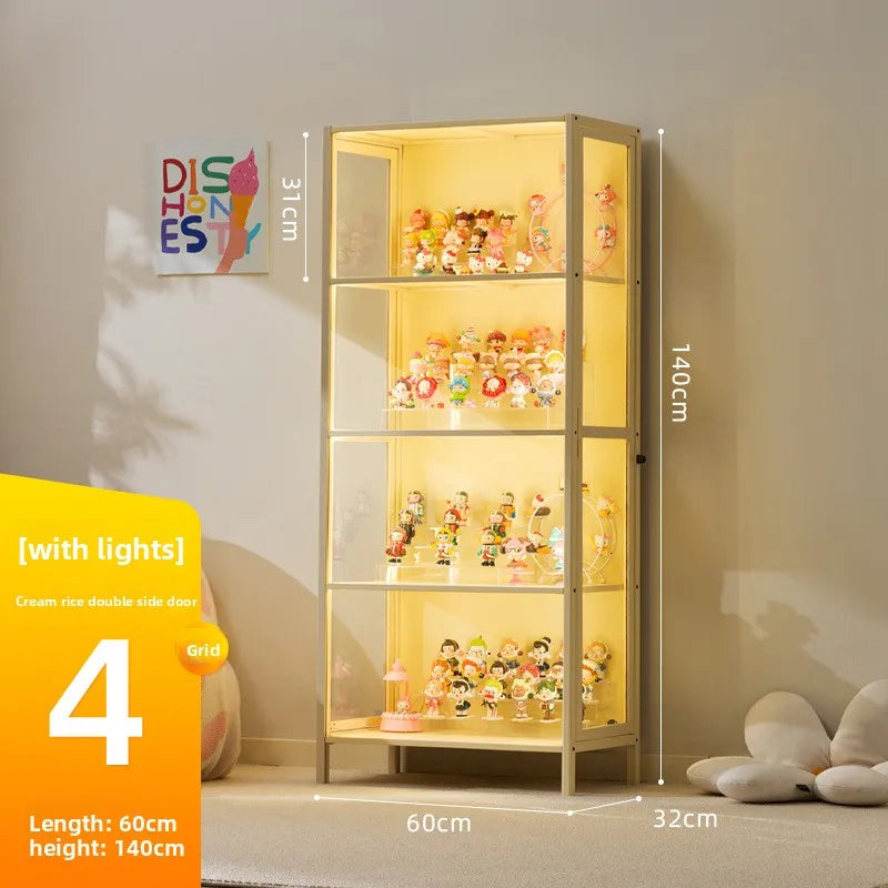 Luxury Glass Door Solid Wood Figure Blind Box Model Dust-proof