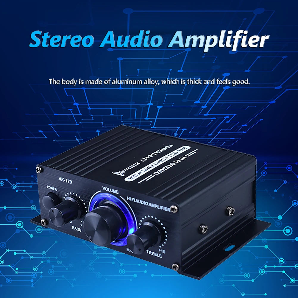 Pro HiFi Stereo Audio Power Amplifier Aluminum Alloy 200W+200W Left Right Dual Channel Power Amplifier Oasis Select