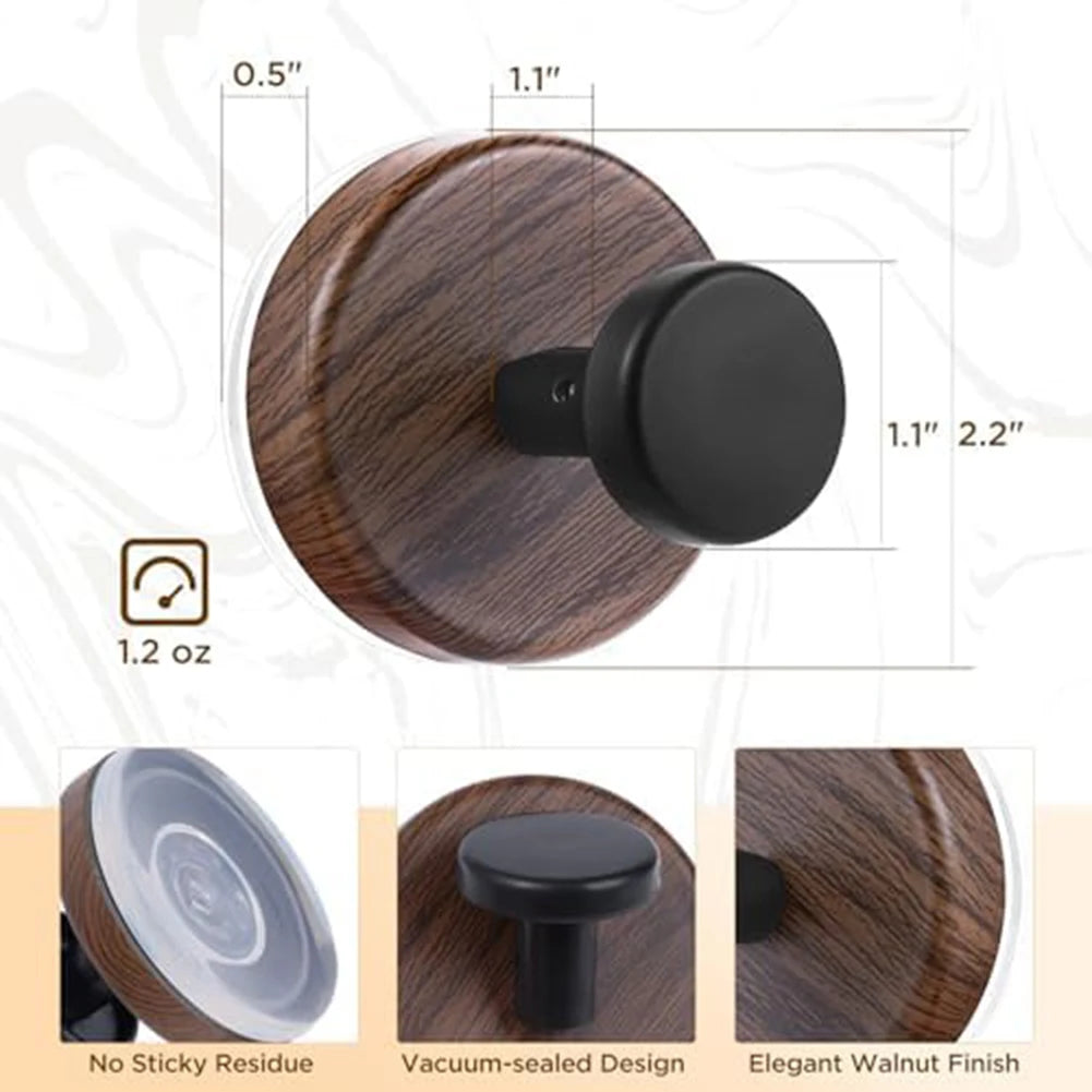 LEENKEA 2-Pack Wooden Suction Cup Hooks | No-Drill Wall Hooks Suction Cup Hooks Oasis Select