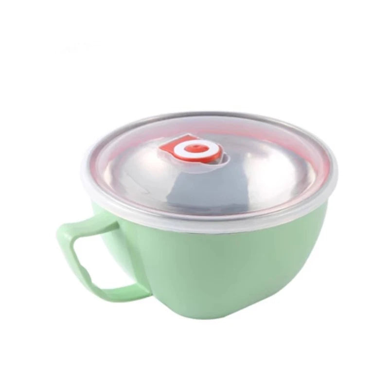 Stainless Steel Bowl with Handle – Anti-Scald Noodle Bowl Stainless Steel Bowl Oasis Select Green