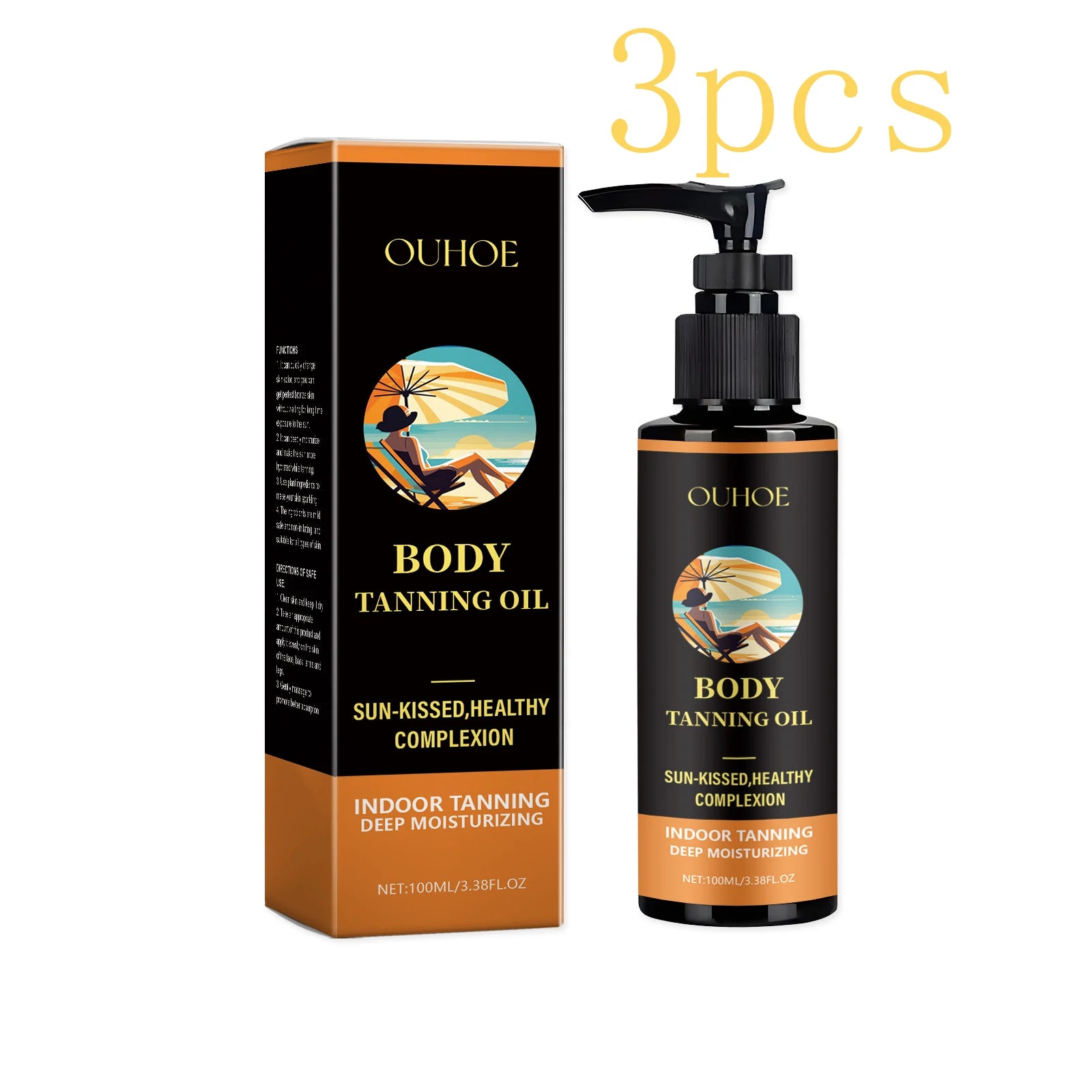 Tanning Oil for Natural Bronze Glow – Moisturizing 100ml Tanning Oil Oasis Select 3pcs