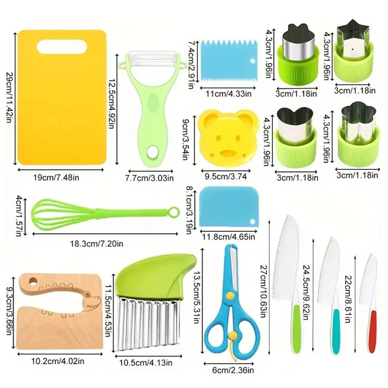 Kids Cooking Cutter Set Kids Knife Toddler Cutter Plastic Cake Fruit Knives Children DIY Peeler Tools Kitchen Accessories Oasis Select