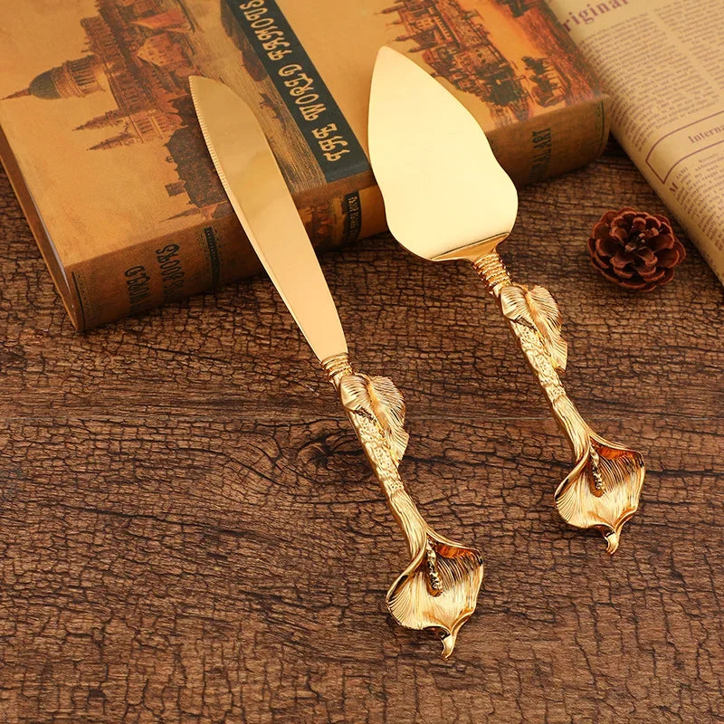 2Pcs Wedding Cake Knife and Shovel Pizza Bread Knife Wedding Supplies Cake Knife Triangle Bread Shovel Baking Tools Oasis Select Style 9
