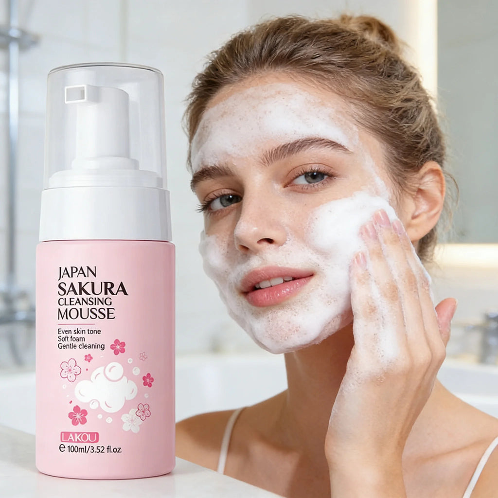 LAIKOU Sakura Facial Mousse Cleanser – Brightening & Hydrating Foaming Facial Cleanser Oasis Select