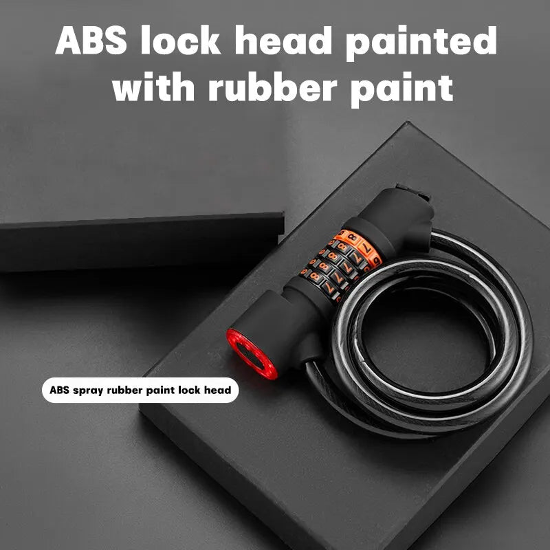 Bicycle Lock with Tail Light 5-Digit Security Password Bike Lock Steel Cable Chain Anti-theft Bicycle Bike Accessories Oasis Select