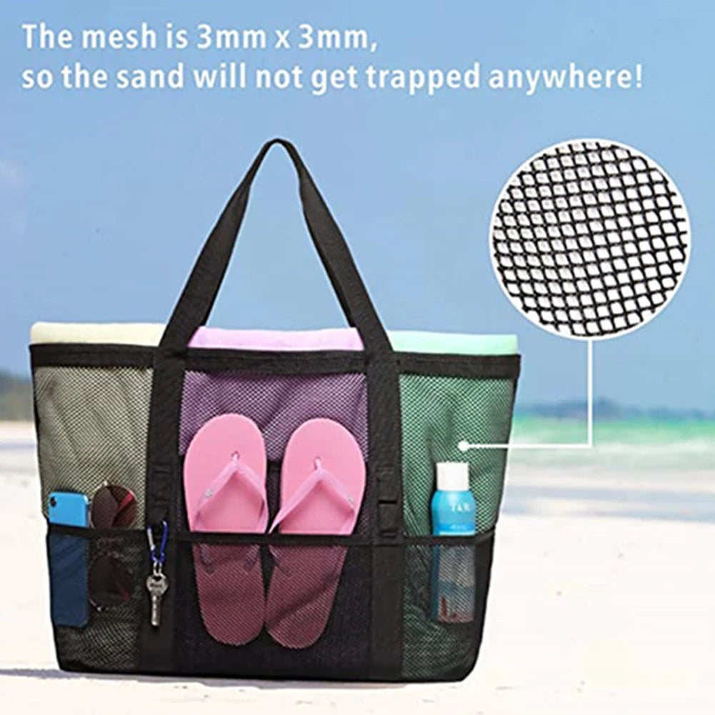Mesh Beach Tote Bag | Large Multi-Pocket Pool & Travel Bag