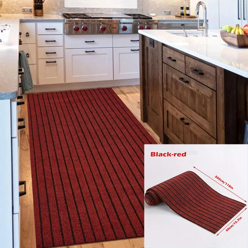 Solid Color Striped Kitchen Doormat Floor Mat Room Decoration Self-Adhesive Non-Slip Rug Home Hecor Hallway Rug Entrance DIY. Oasis Select Striped red 40cmX3m