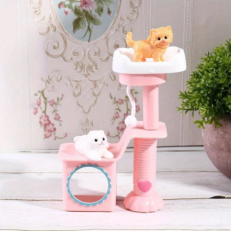 2 sets Dollhouse Item Kawaii Mini Dog Doll Accessories Puppy Cat Set Plastic Mini Items Toys for Children Funny Educational Toy Oasis Select