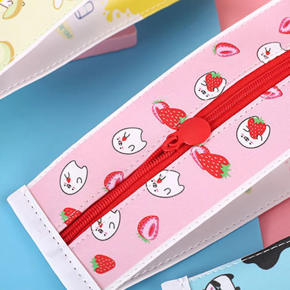 Cute Cartoon Milk Pencil Case – Large Capacity Student Bag