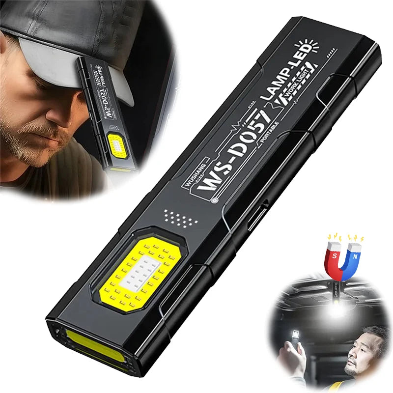 Mini LED Keychain Flashlight Rechargeable EDC Torch with Pen Clip COB Pocket Lantern Work Light with Magnet for Outdoor Camping Oasis Select