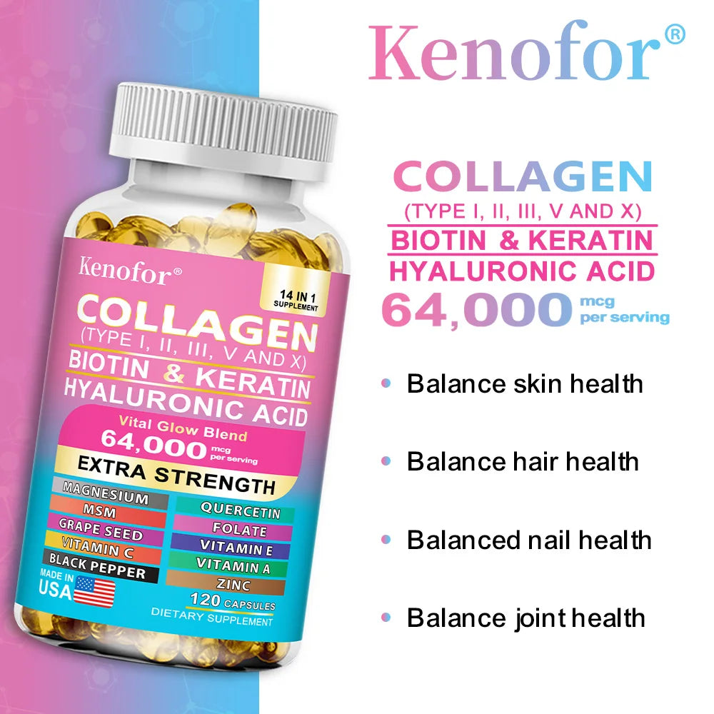 Complex Collagen Capsules, Brighten Skin Tone, Helps Joint, Cartilage & Cardiovascular, Hair, Nails, Digestive Health Supplement Oasis Select