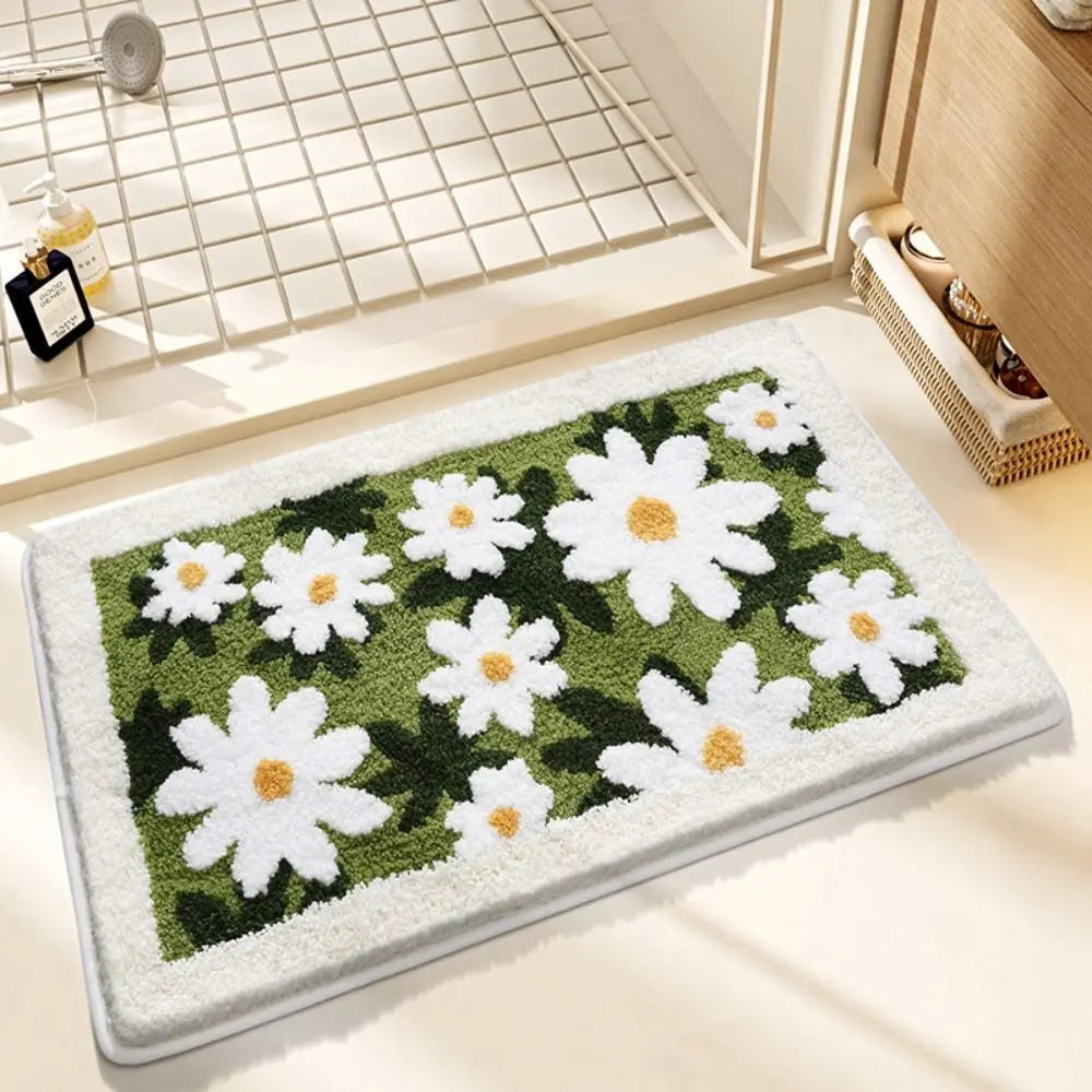 Floral Bathroom Floor Mat – Non-Slip, Soft & Absorbent 30×50cm