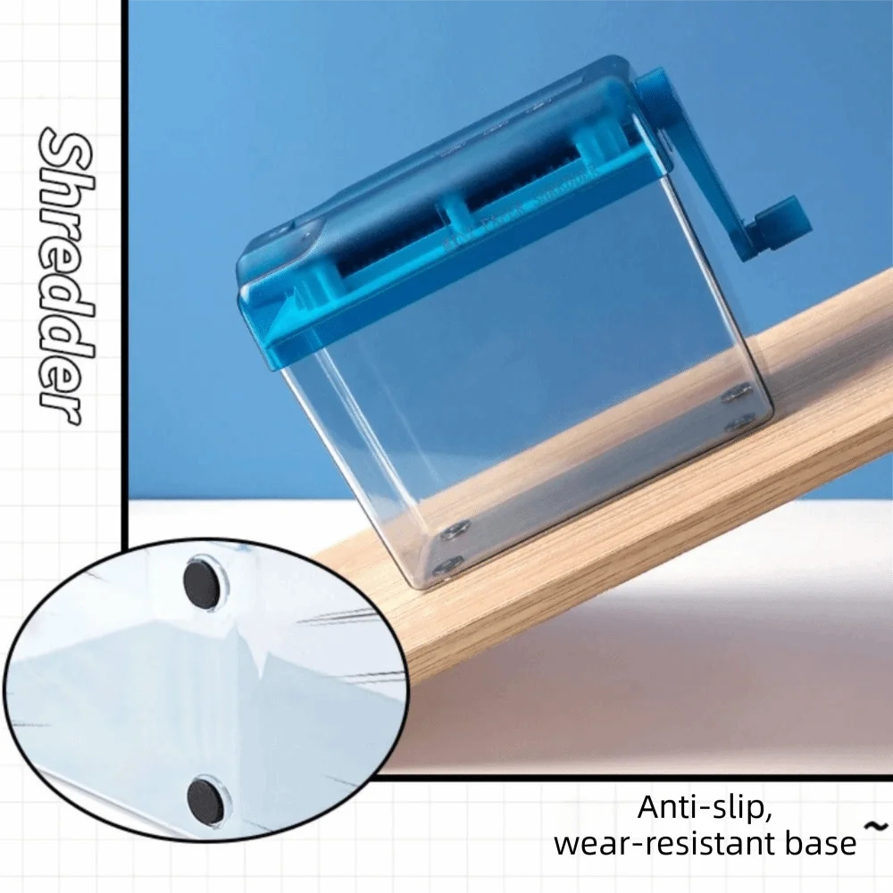 Portable Mini Manual Paper Shredder Transparent Hand Crank Paper Sharper Non-slip Base ABS Document Destroyer Bills Oasis Select