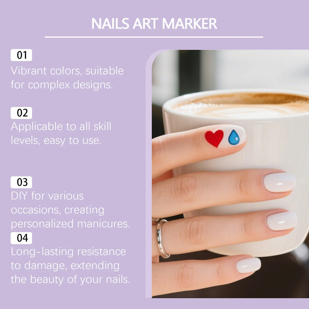 12pcs/Set Nail Art Graffiti Pen DIY Nail Art Painting Pens Abstract Lines Fine Design Multi-Color Drawing Nail Painting Tools Oasis Select