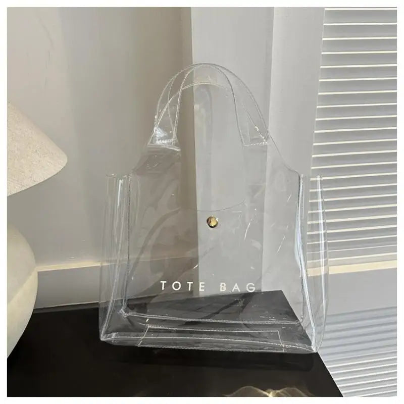 PVC Clear Fashion Shoulder Bag Women's Transparent Tote Bag PVC 투명 패션 숄더백 Сумка женская Daily Commute Bag Clear Shoulder Bag Oasis Select A1
